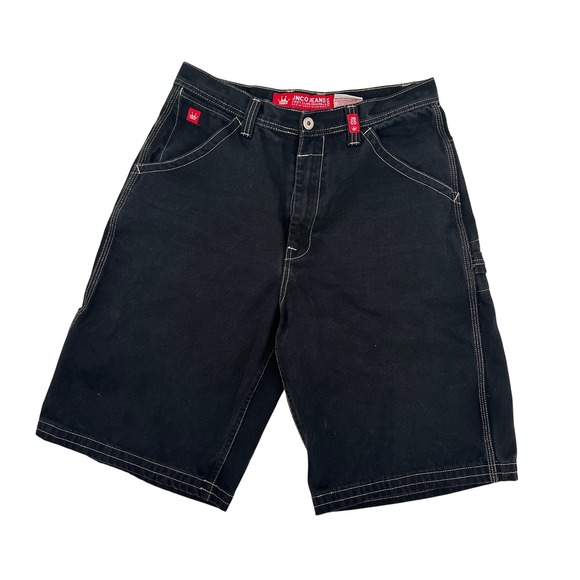JNCO Other - JNCO‎ Jeans Mens Black Baggy Cargo Carpenter Shorts Embroidered Crown Size 34
